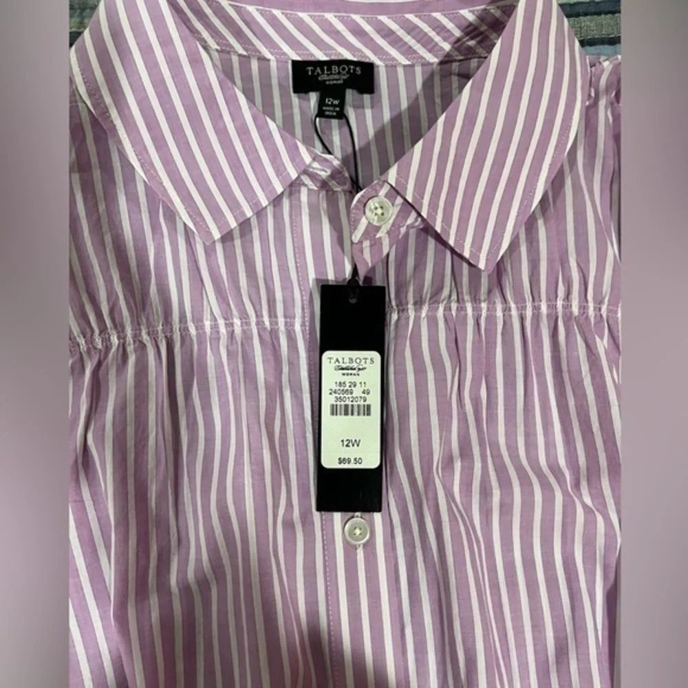 NWT Talbots Women Lavender Striped Blouse